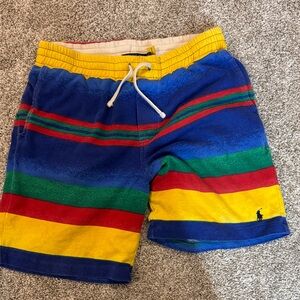 Polo by Ralph Lauren Bright Yellow, Blue & Multi-Stripe Terry Swim(?) shorts